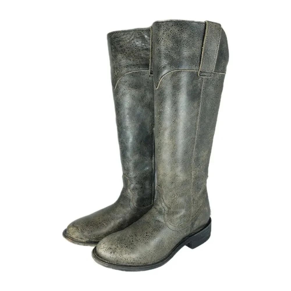 Stetson Women's US5,5 Brown Distressed Leather Inside Zip Knee High Riding Boots